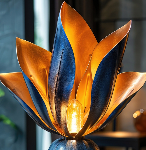 Metallic Petal Table Lamp details-Krystovallia